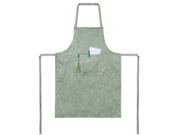 Delantal de algodón reciclado Tavernier con correa ajustable Verde detalle 9
