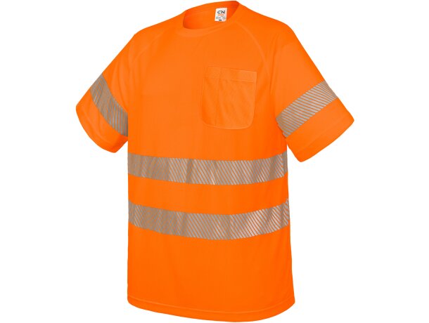 Camiseta trabajo Elást con bolsillo y bandas reflectantes detalle 2