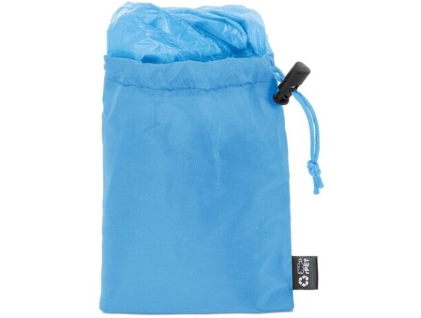 Poncho plegable Bross con bolsa rPET para campañas corporativas Azul detalle 10
