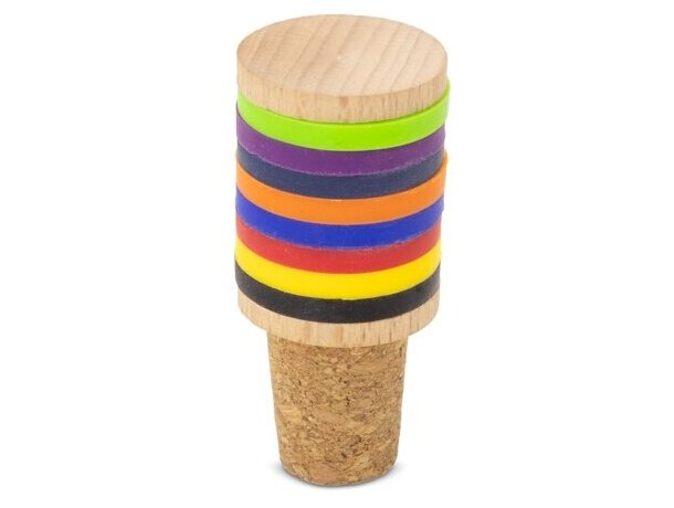 Tapón corcho y madera con anillas identificadoras copas Triana detalle 11