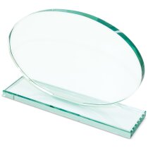 Trofeo cristal oval pulido con estuche de raso