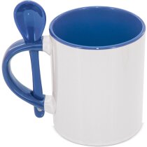 Taza cerámica 350ml bicolor con cuchara incluida
