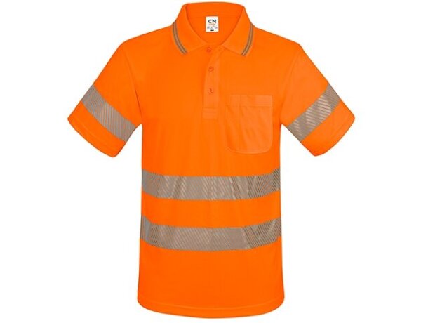Polo con bolsillo y bandas reflectantes elásticas QVO Naranja detalle 2