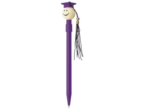 Bolígrafo con muñeco graduado lila