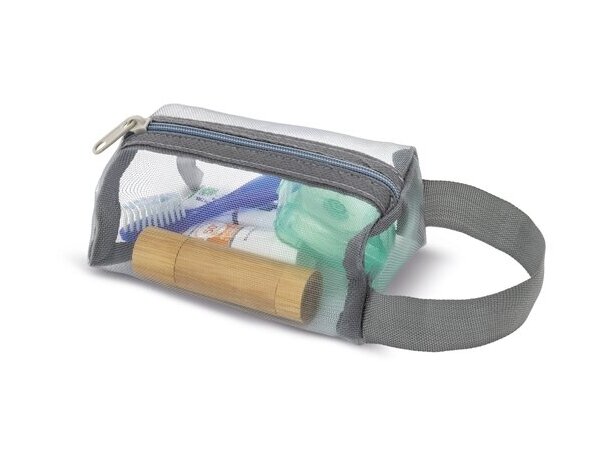 Neceser portatodo Tanis con malla semitransparente de poliéster Plata detalle 6