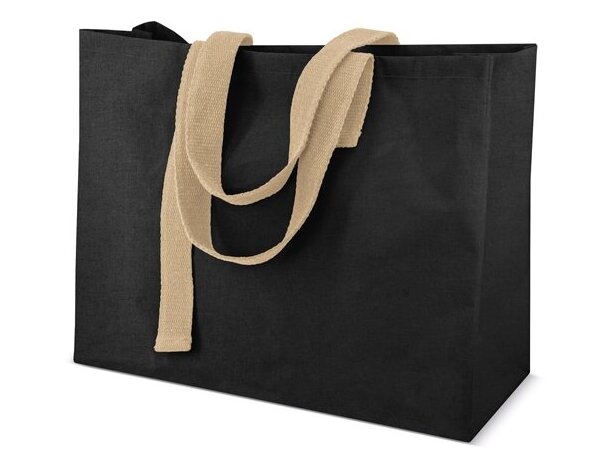 Bolsa algodón Diya resistente con bolsillo interior Negro detalle 8