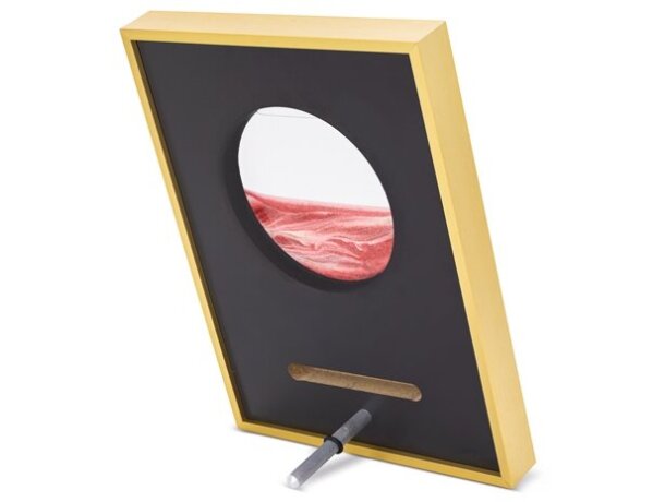 Trofeo Victum con marco metálico y arena en movimiento detalle 3