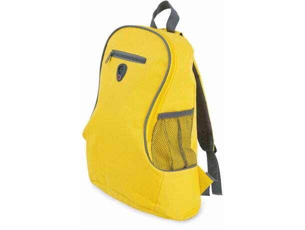 Mochila con bolsillo de rejilla y salida auriculares amarilla Mochila con bolsillo de rejilla y salida auriculares amarilla