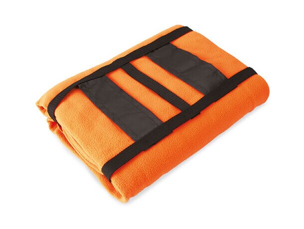 Manta polar de viaje con funda naranja
