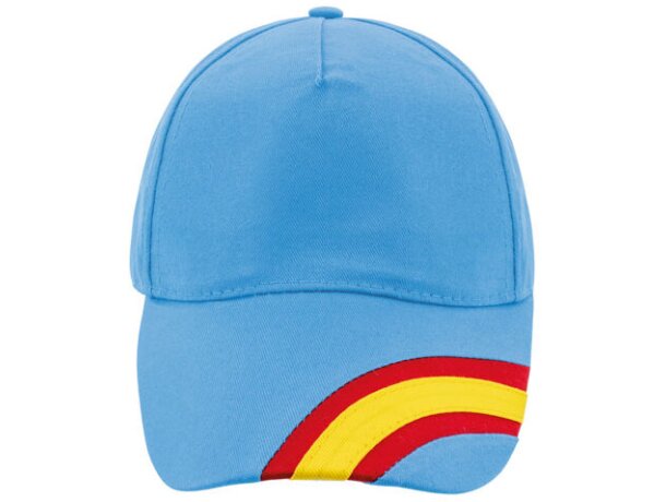 Gorra sencilla d e5 paneles con detalles de la bandera azul medio