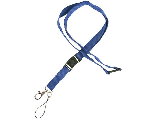 Lanyard doble de poliéster con enganche de hierro azul