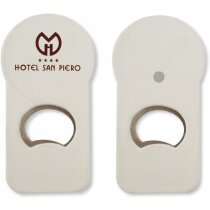 Abrebotellas con cabeza imantada personalizado blanco Abrebotellas con cabeza imantada personalizado blanco