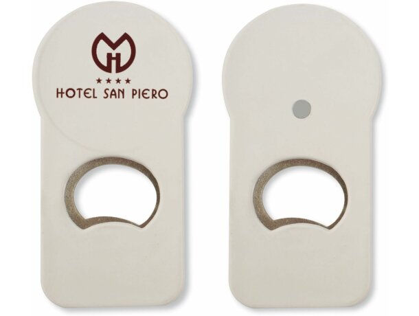 Abrebotellas con cabeza imantada personalizado blanco Abrebotellas con cabeza imantada personalizado blanco