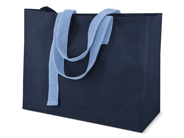 Bolsa algodón Diya resistente con bolsillo interior Azul marino detalle 4