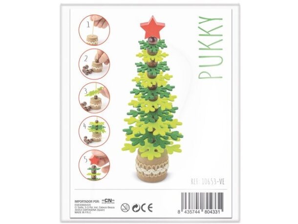 Arbolito navideño RPET y madera reciclada Pukky 18cm Verde detalle 6