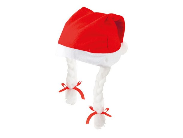 Gorro de navidad con trenzas rojo