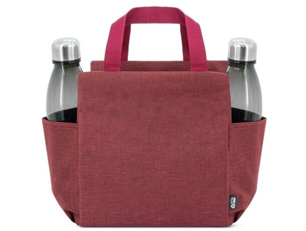 Bolsa nevera Yaky con interior aislante y bolsillos laterales Burdeos detalle 5