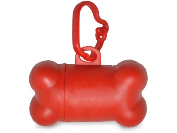 Porta bolsas para mascotas en forma de hueso rojo