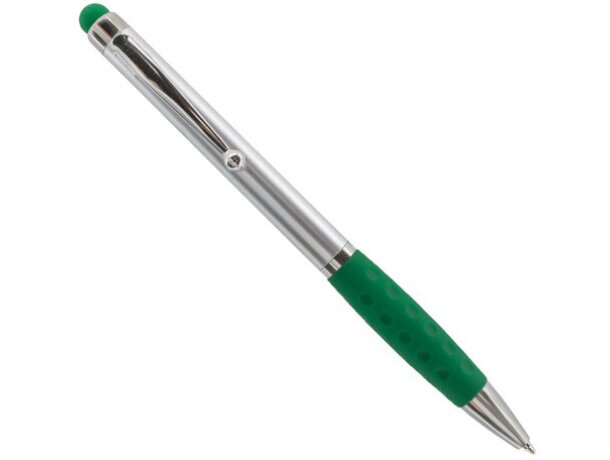 Bolígrafo puntero de plástico y cuerpo en plata verde