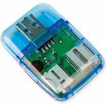 Lector para cuatro tarjetas usb personalizado azul Lector para cuatro tarjetas usb personalizado azul
