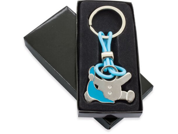 Llavero en forma de bebe con gasa azul claro