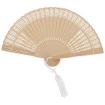 Abanico plegable madera natural artesanal 20 cm
