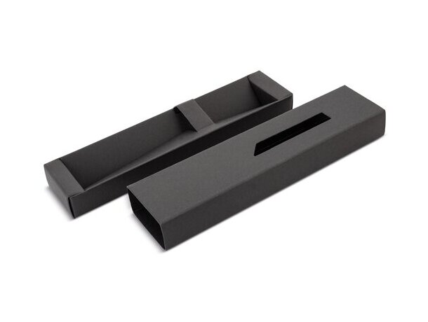 Estuche Glen de cartón reciclado para bolígrafo corporativo Negro detalle 12