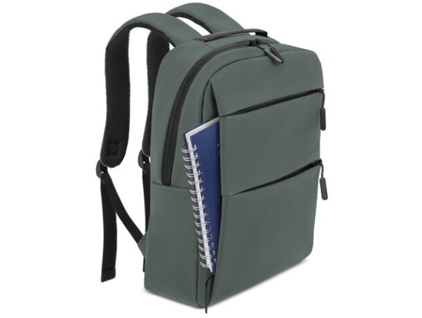 Mochila portaordenador soft-touch Davis PU resistente al agua Verde detalle 12
