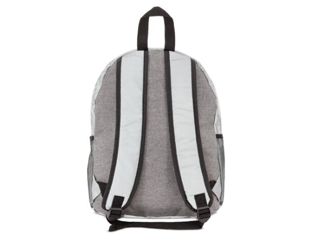 Mochila reflectante Brighter en poliéster reciclado RPET plata detalle 2