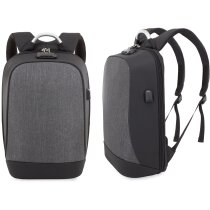 Mochila antirrobo USB poliéster gris Arman
