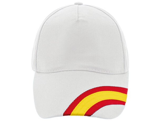 Gorra sencilla d e5 paneles con detalles de la bandera para empresas blanco