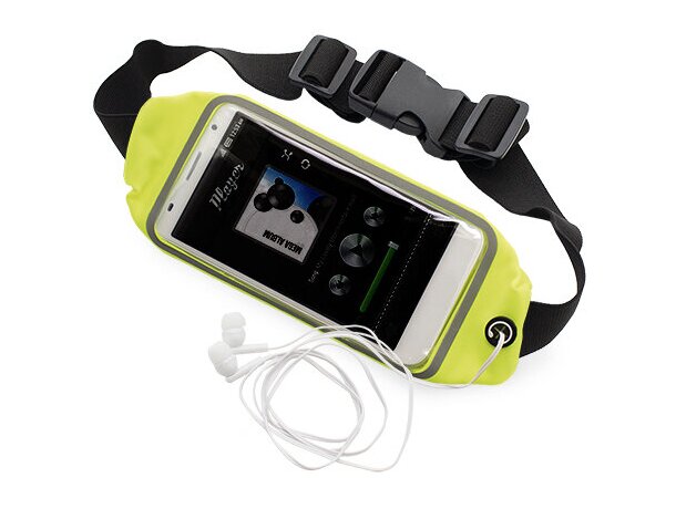 Riñonera con salida de auriculares amarillo fluorescente