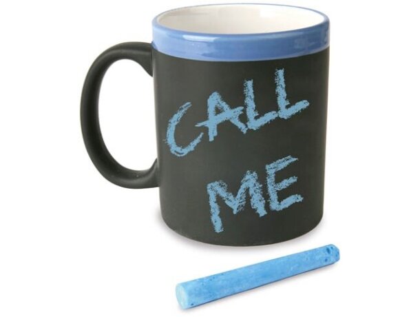 Mug de cerámica pizarra Tizal 320ml con tiza incluida Azul detalle 1