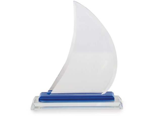 Trofeo de cristal con forma de vela grabado