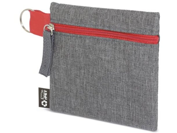 Monedero RPET Aresy sostenible con grabación personalizada Rojo detalle 3