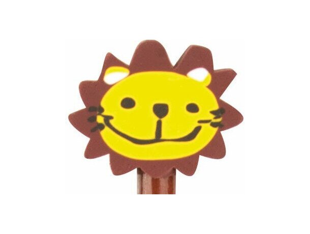 Lápiz de madera marrón con león