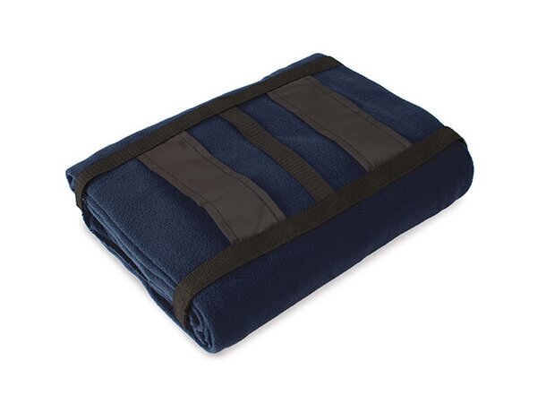 Manta polar de viaje con funda azul
