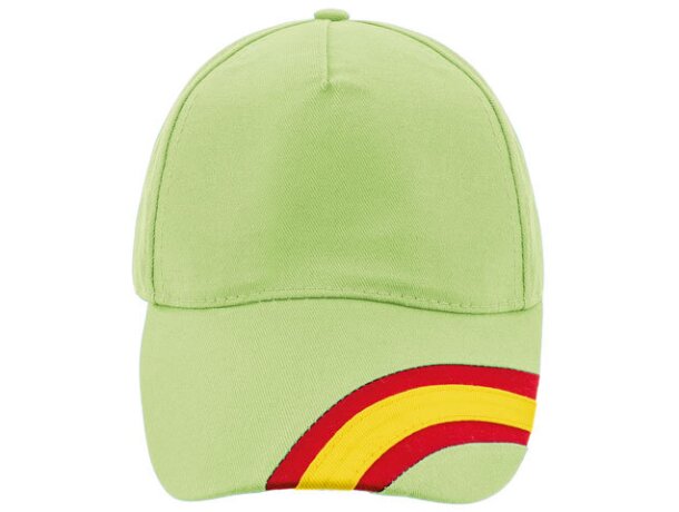 Gorra sencilla d e5 paneles con detalles de la bandera pistacho