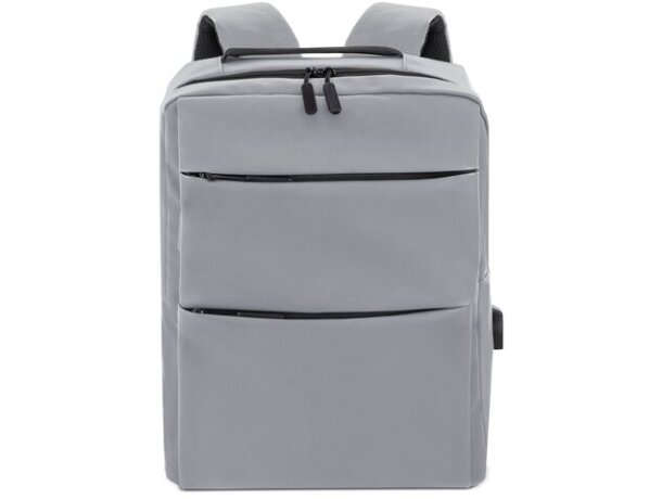 Mochila portaordenador soft-touch Davis PU resistente al agua Gris detalle 2
