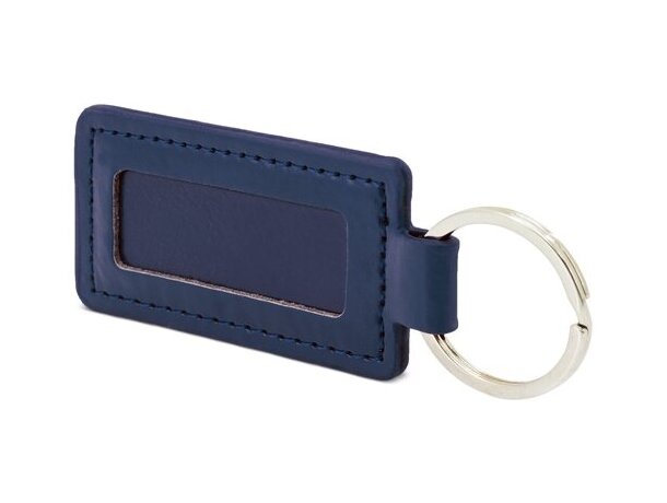 Llavero polipiel Valexa con grabado láser efecto espejo Azul marino detalle 2