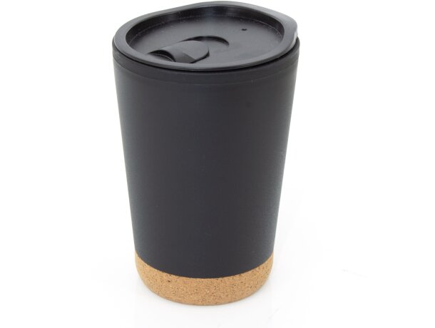 Vaso térmico doble pared con base de corcho Veneza 300ml Negro detalle 15