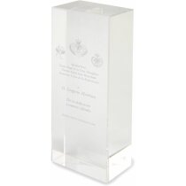 Trofeo de cristal con forma de torre personalizado Trofeo de cristal con forma de torre personalizado