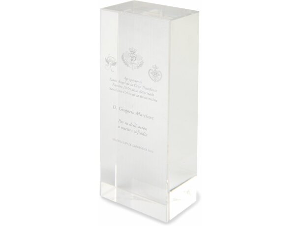Trofeo de cristal con forma de torre personalizado