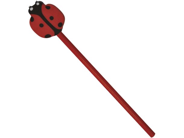 Lápiz de madera en rojo de mariquita grabado