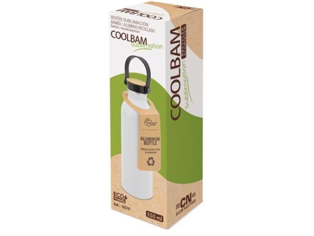 Botella aluminio sublimación Rochel 550ml reciclado Blanca detalle 2