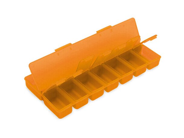 Pastillero semanal con 8 secciones naranja