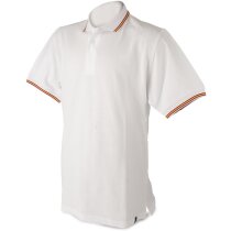 Polo de manga corta unisex en algodon detalles bandera blanco