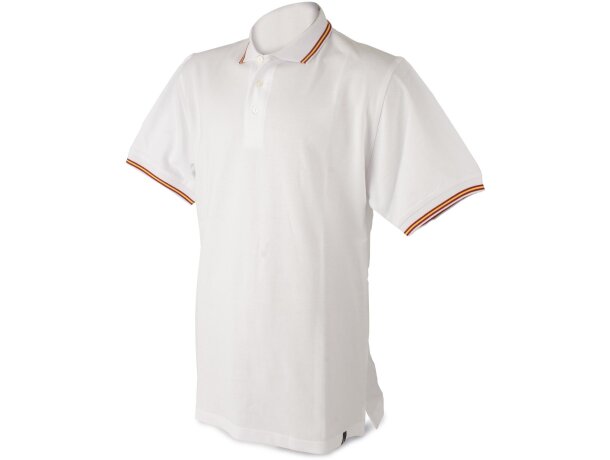 Polo de manga corta unisex en algodon detalles bandera blanco