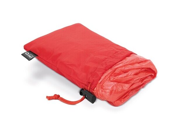 Poncho plegable Bross con bolsa rPET para campañas corporativas Rojo detalle 20