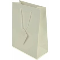 Bolsa de papel plastificado con asas y tarjeta blanca